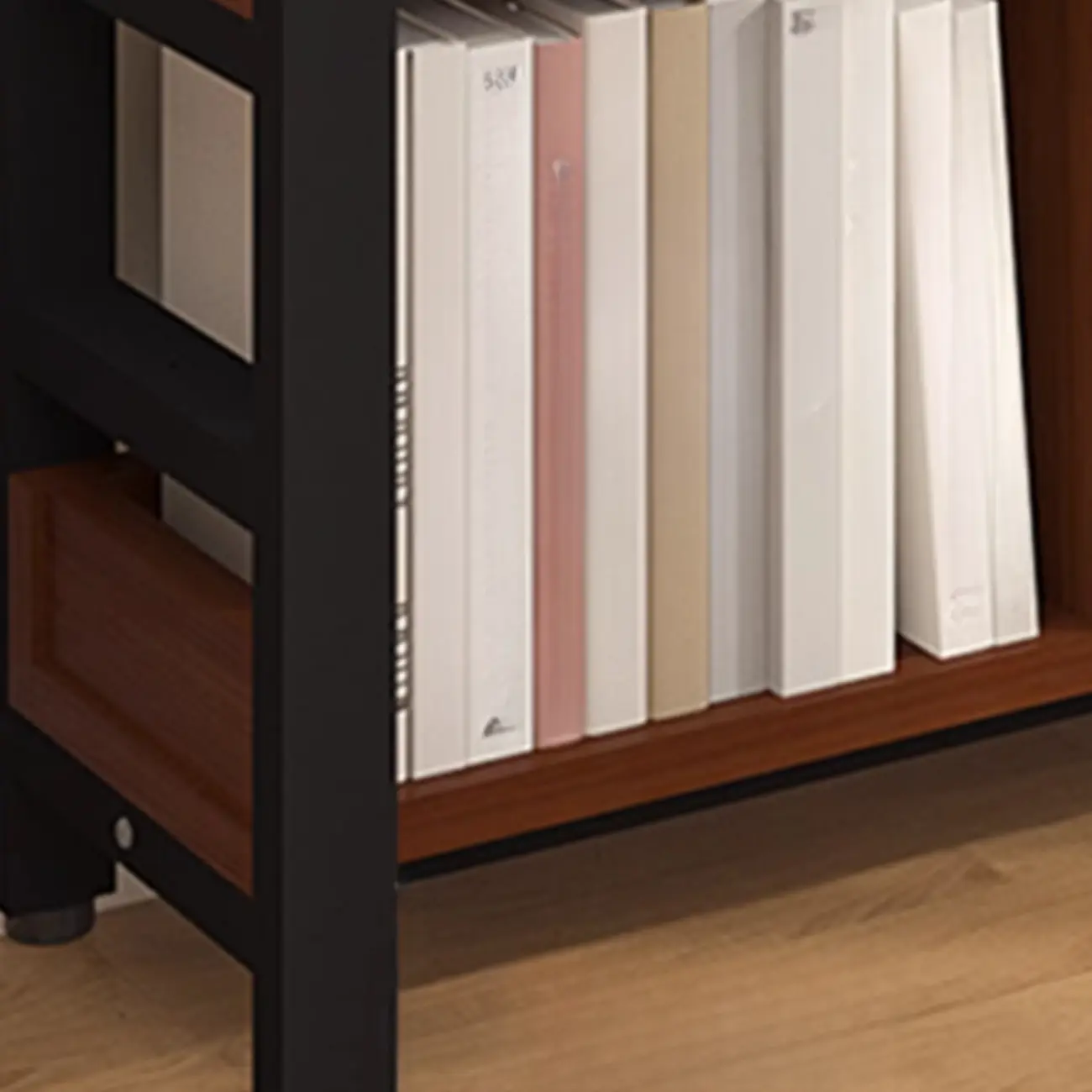 Vertical Walnut Wood Shelf Open Back Etagere Bookcase Image - 17 | homeyfad