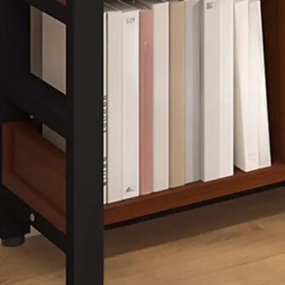 Vertical Walnut Wood Shelf Open Back Etagere Bookcase Image - 17