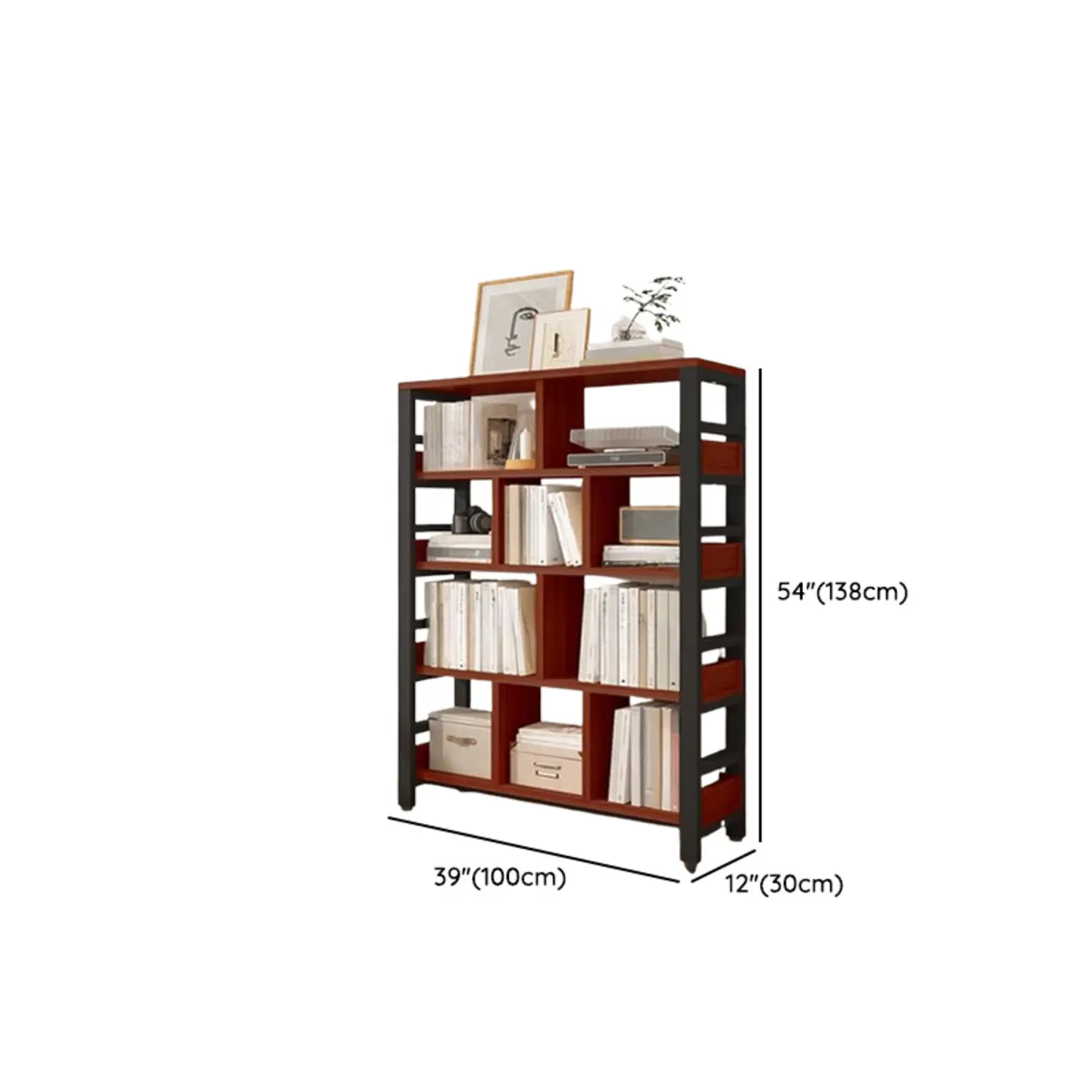 Vertical Walnut Wood Shelf Open Back Etagere Bookcase Image - 23 | homeyfad