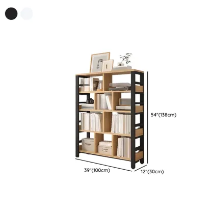 Vertical Walnut Wood Shelf Open Back Etagere Bookcase Image - 26