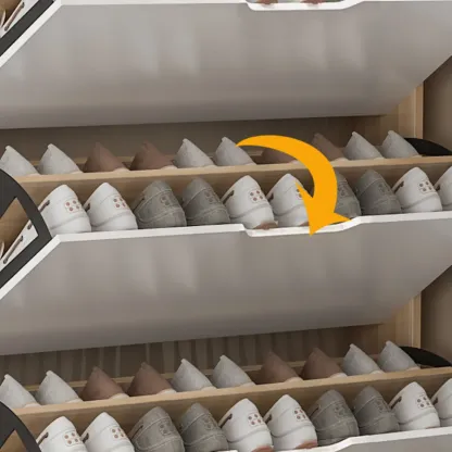 Efficient Minimalist Drop-Front Wood Adjustable Shoe Cabinet Image - 11