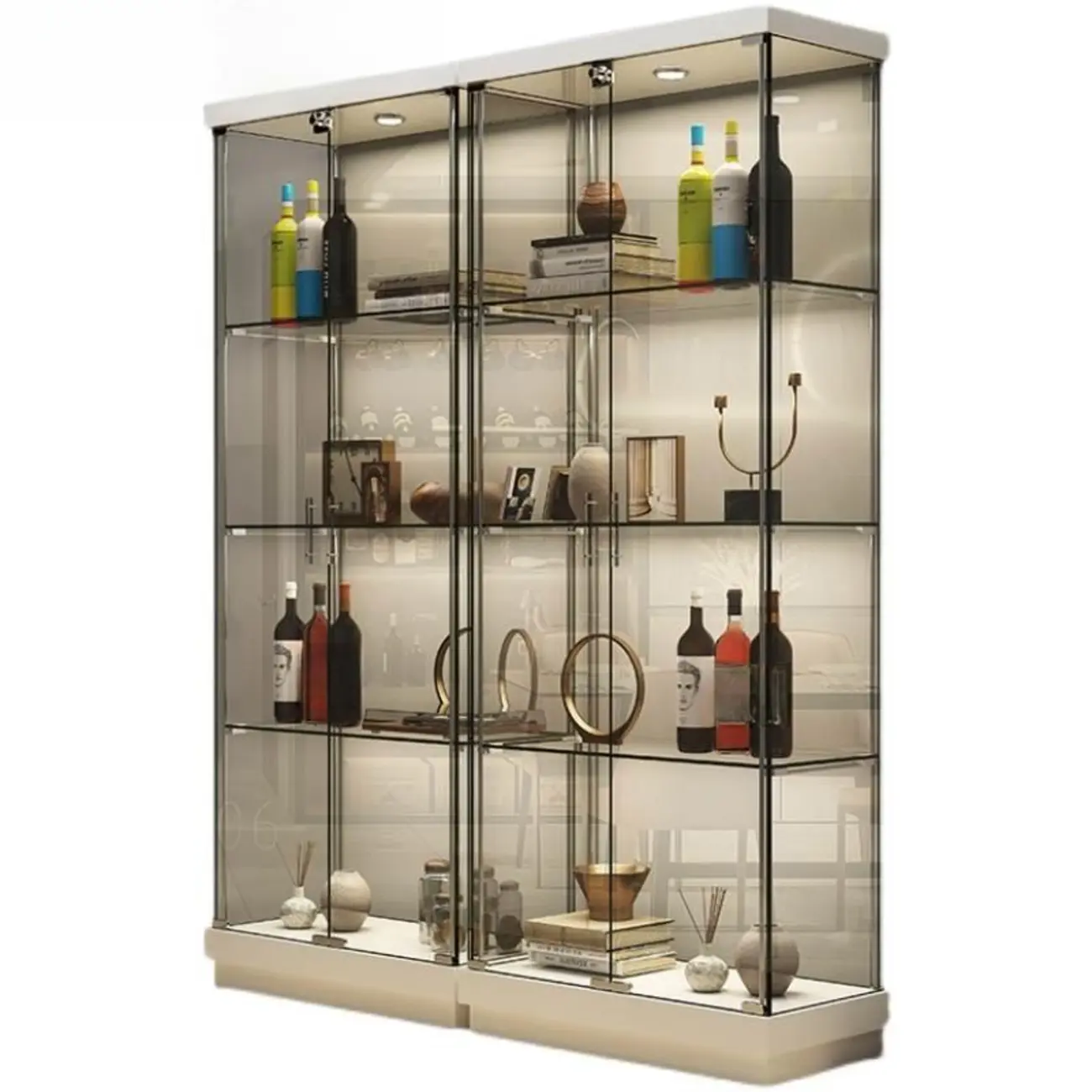 Stylish Metal Glass Floor Display Cabinet with LED Lighting Image - 16 | homeyfad