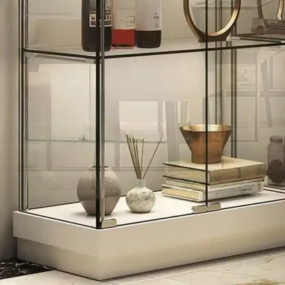 Stylish Metal Glass Floor Display Cabinet with LED Lighting Image - 3