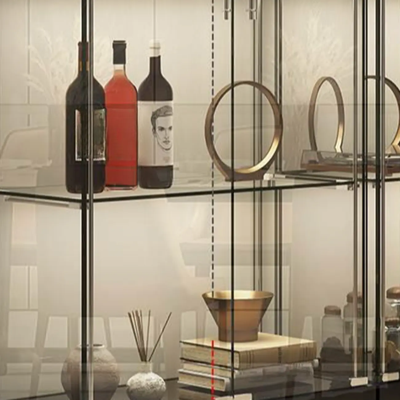 Stylish Metal Glass Floor Display Cabinet with LED Lighting Image - 5 | homeyfad