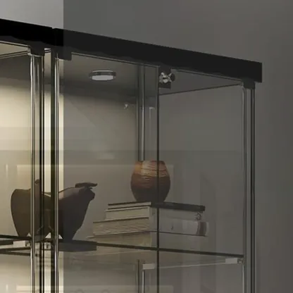 Stylish Metal Glass Floor Display Cabinet with LED Lighting Image - 15