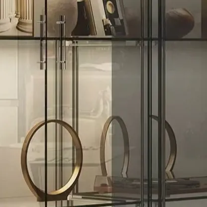 Stylish Metal Glass Floor Display Cabinet with LED Lighting Image - 8