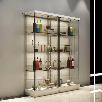 Stylish Metal Glass Floor Display Cabinet with LED Lighting Image - 13