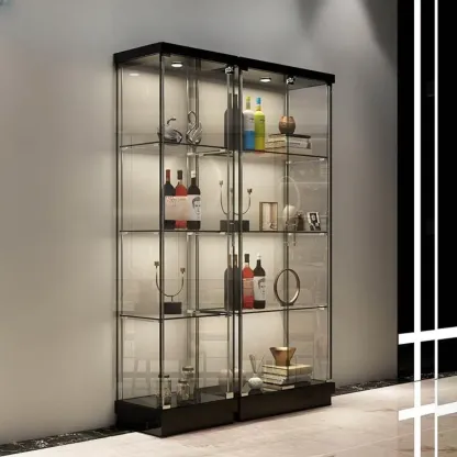 Stylish Metal Glass Floor Display Cabinet with LED Lighting Image - 12