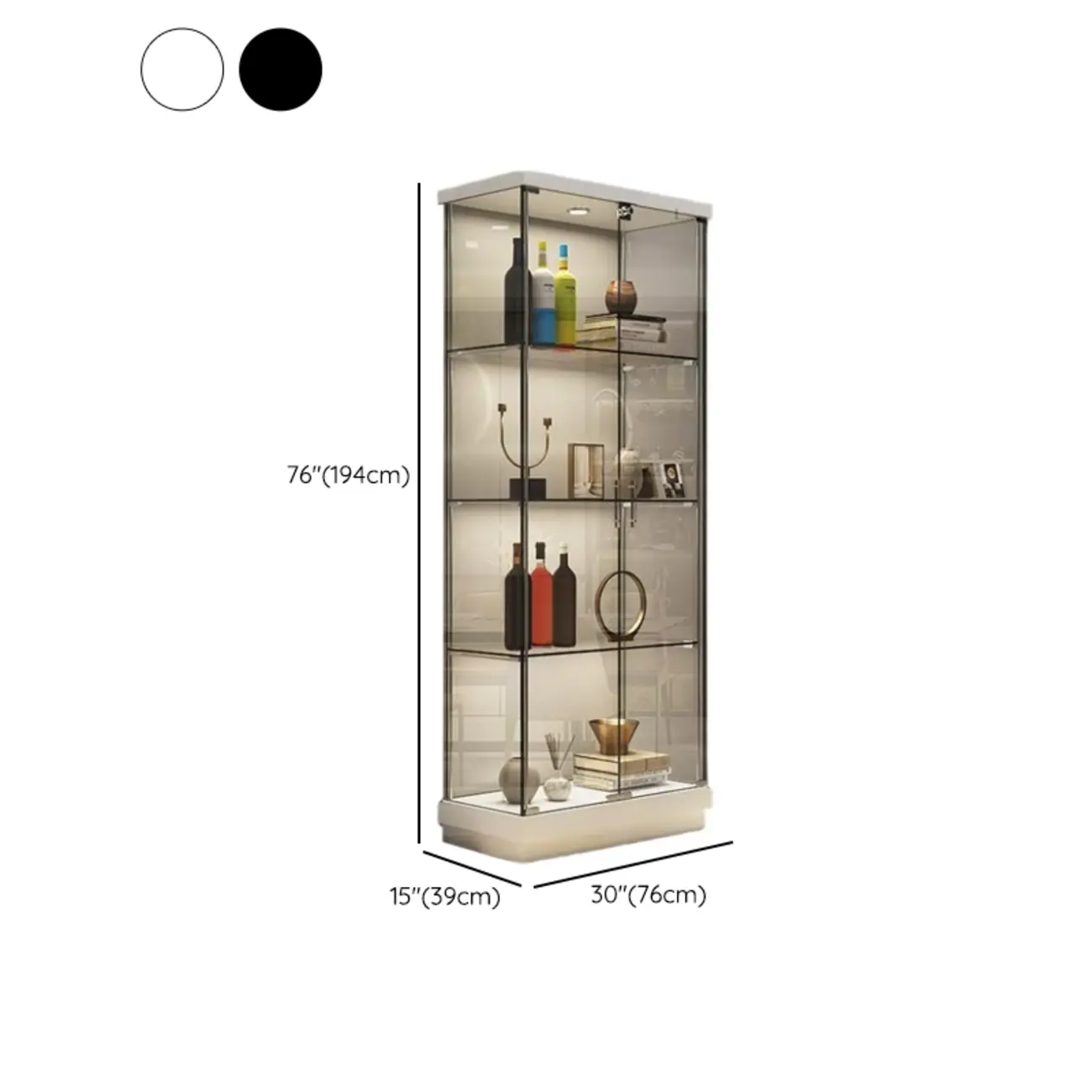 Stylish Metal Glass Floor Display Cabinet with LED Lighting Image - 18 | homeyfad