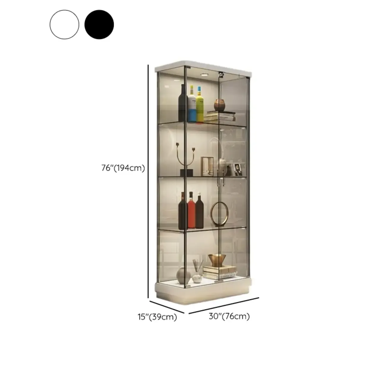 Stylish Metal Glass Floor Display Cabinet with LED Lighting Image - 18