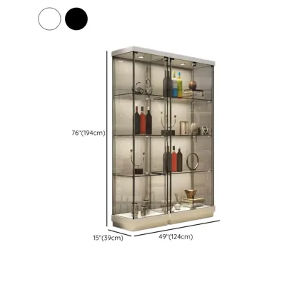 Stylish Metal Glass Floor Display Cabinet with LED Lighting Image - 19