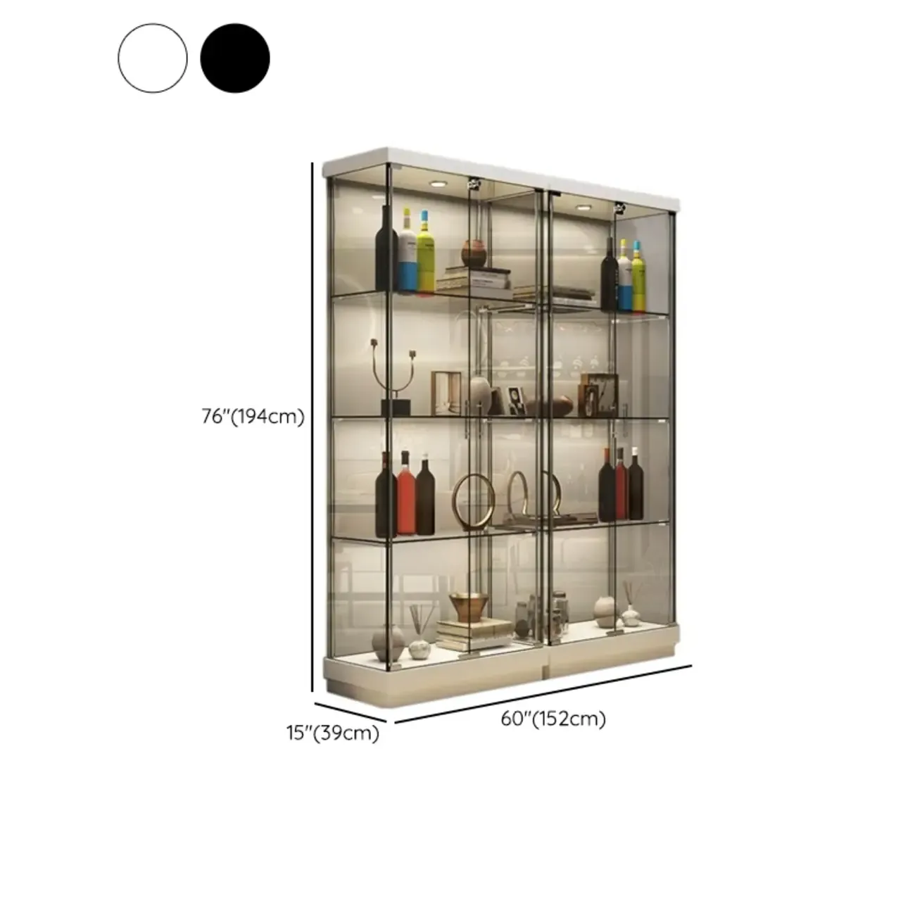 Stylish Metal Glass Floor Display Cabinet with LED Lighting Image - 20
