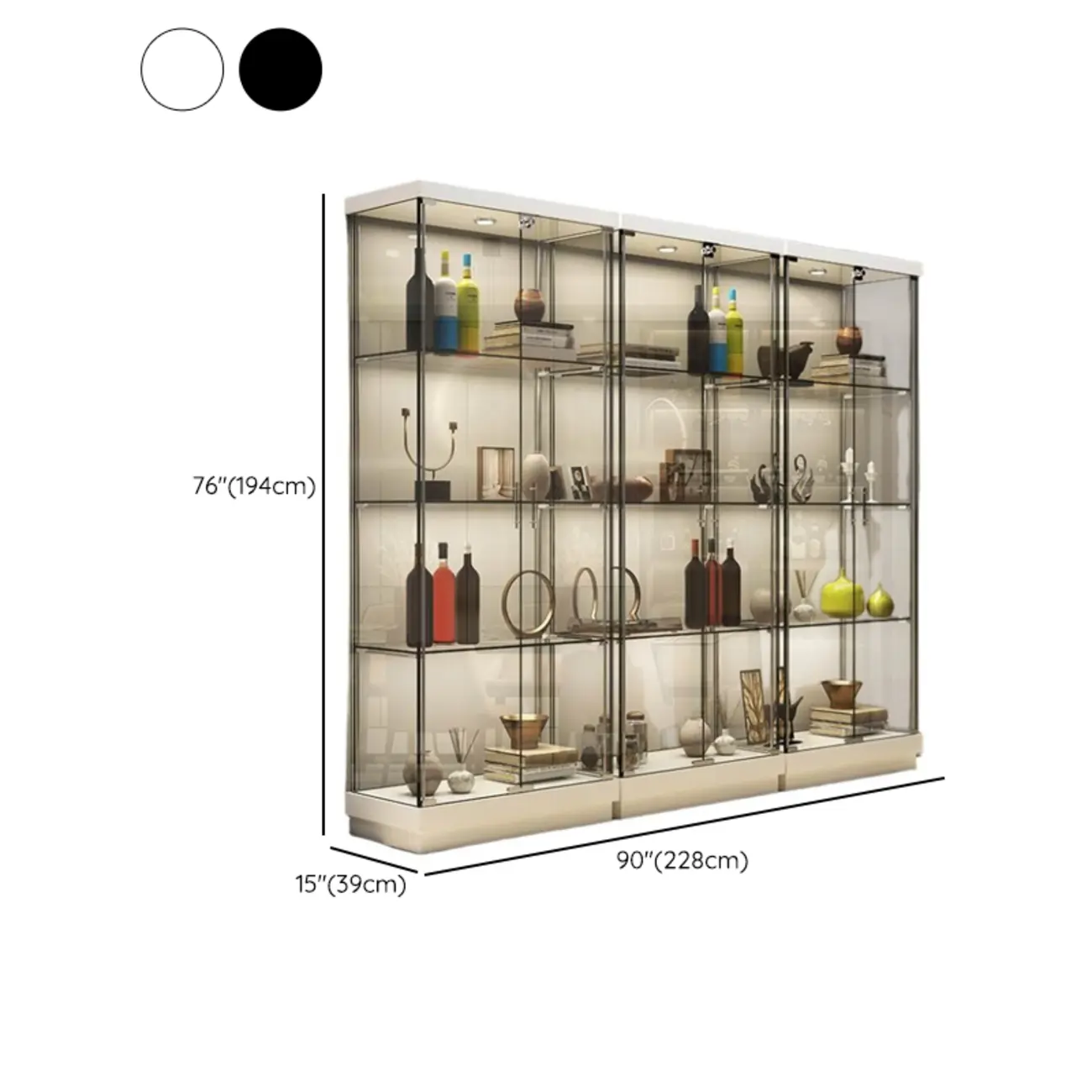 Stylish Metal Glass Floor Display Cabinet with LED Lighting Image - 21 | homeyfad