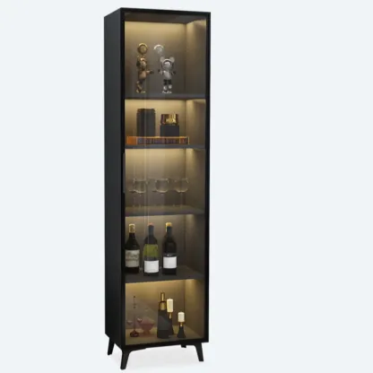 Floor Modern Metal Shelf Glass Doors Display Cabinet Image - 13