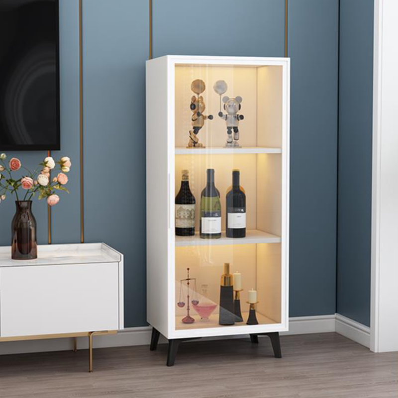Floor Modern Metal Shelf Glass Doors Display Cabinet | homeyfad