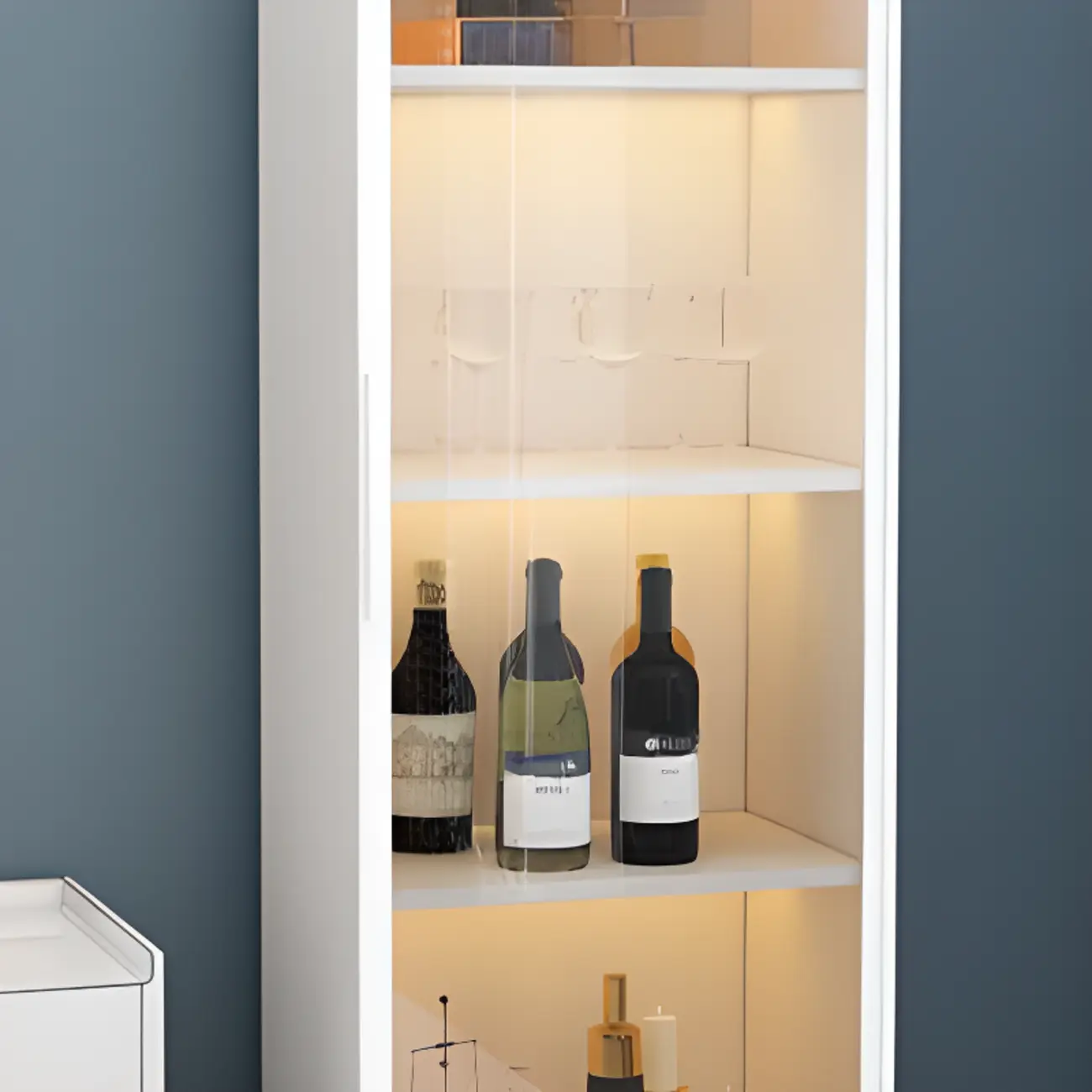 Floor Modern Metal Shelf Glass Doors Display Cabinet Image - 10 | homeyfad