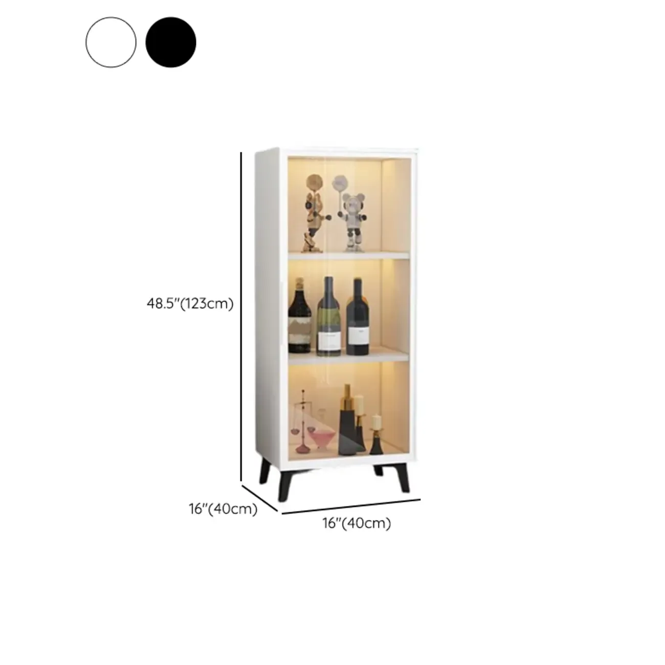 Floor Modern Metal Shelf Glass Doors Display Cabinet Image - 15