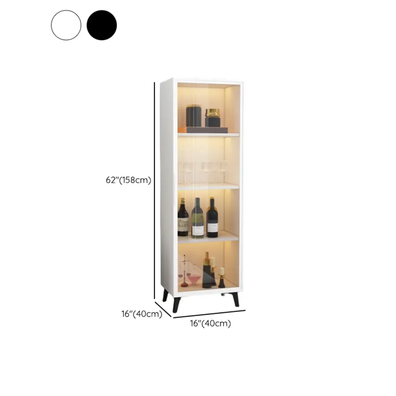 Floor Modern Metal Shelf Glass Doors Display Cabinet Image - 16