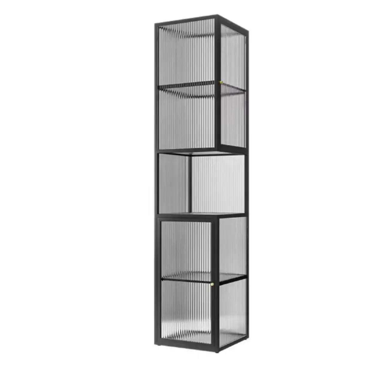 Modern Floor 4-Shelf Metal Display Cabinet with Glass Doors Image - 2
