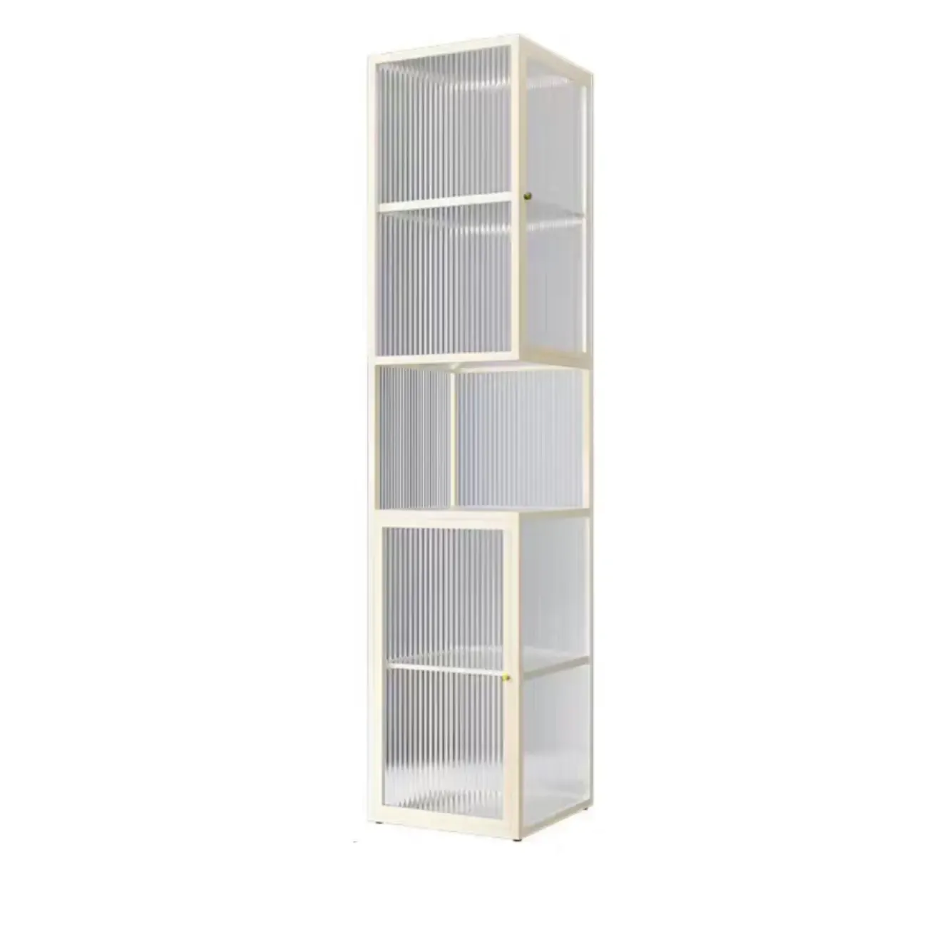 Modern Floor 4-Shelf Metal Display Cabinet with Glass Doors Image - 5
