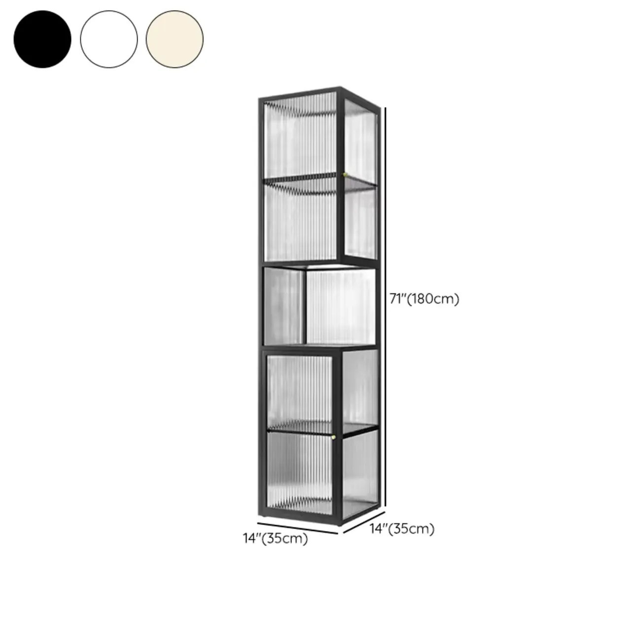 Modern Floor 4-Shelf Metal Display Cabinet with Glass Doors #size