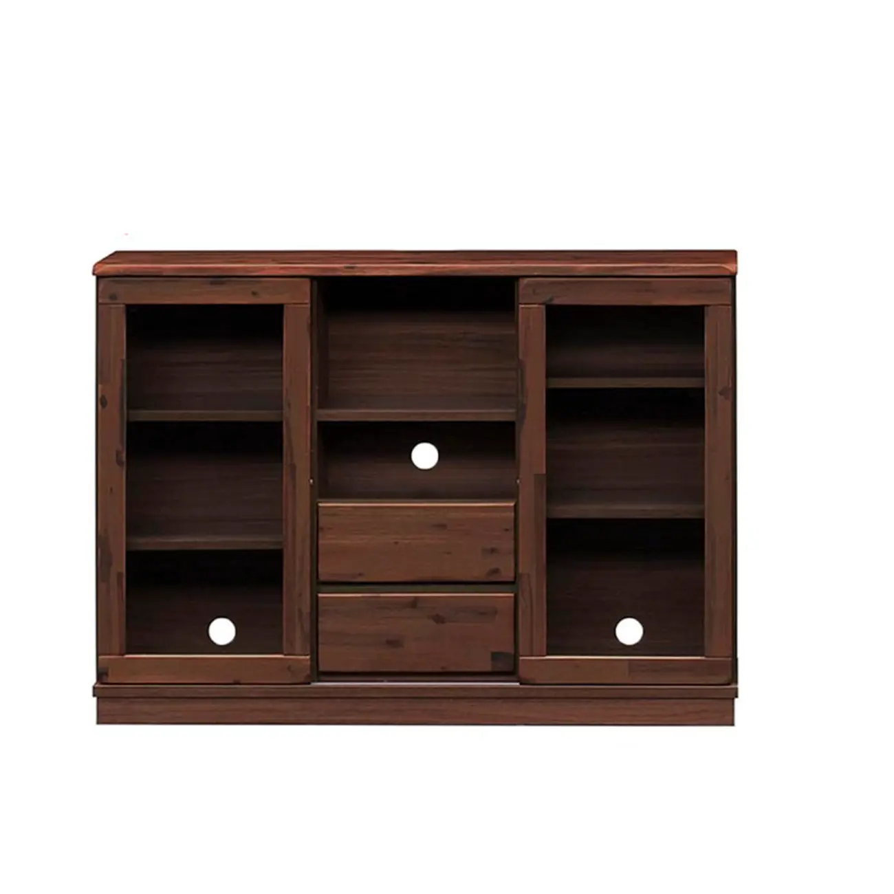 Brown Modern Wood Glass Display Cabinet with Storage Image - 4 | homeyfad