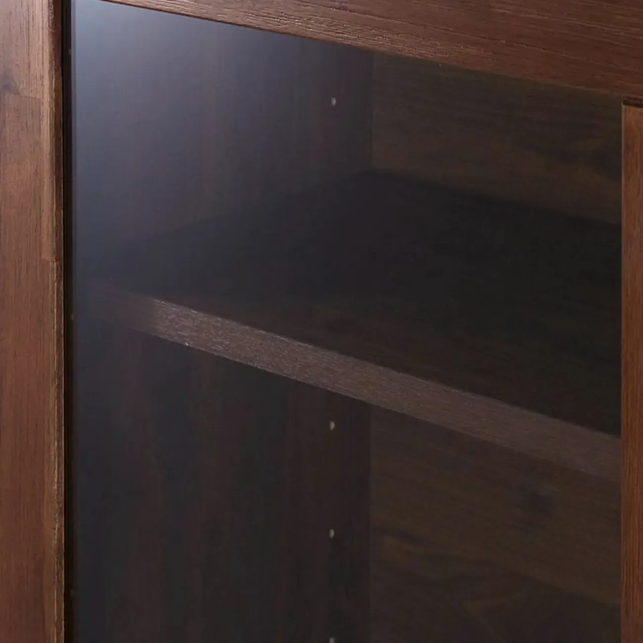 Brown Modern Wood Glass Display Cabinet with Storage Image - 9