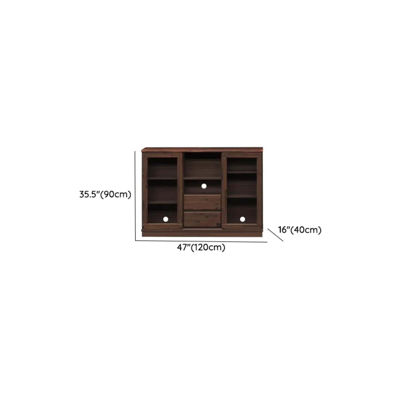 Brown Modern Wood Glass Display Cabinet with Storage #size | homeyfad
