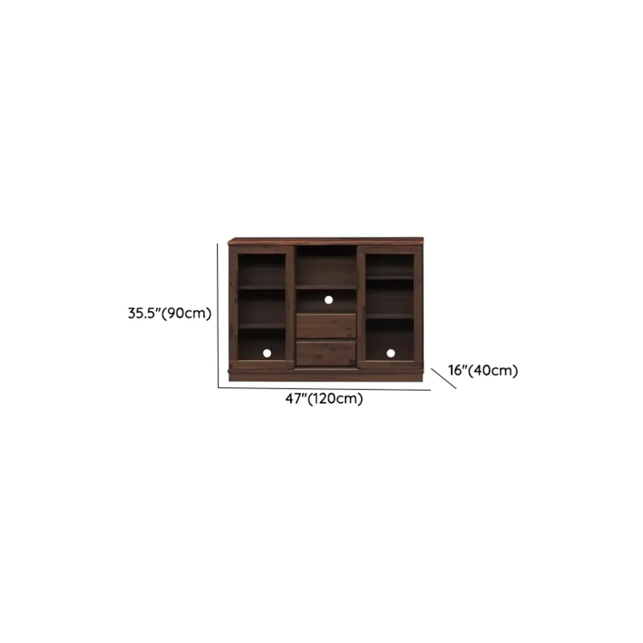 Brown Modern Wood Glass Display Cabinet with Storage #size