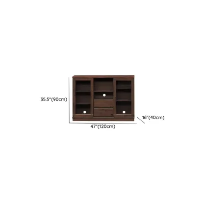 Brown Modern Wood Glass Display Cabinet with Storage #size
