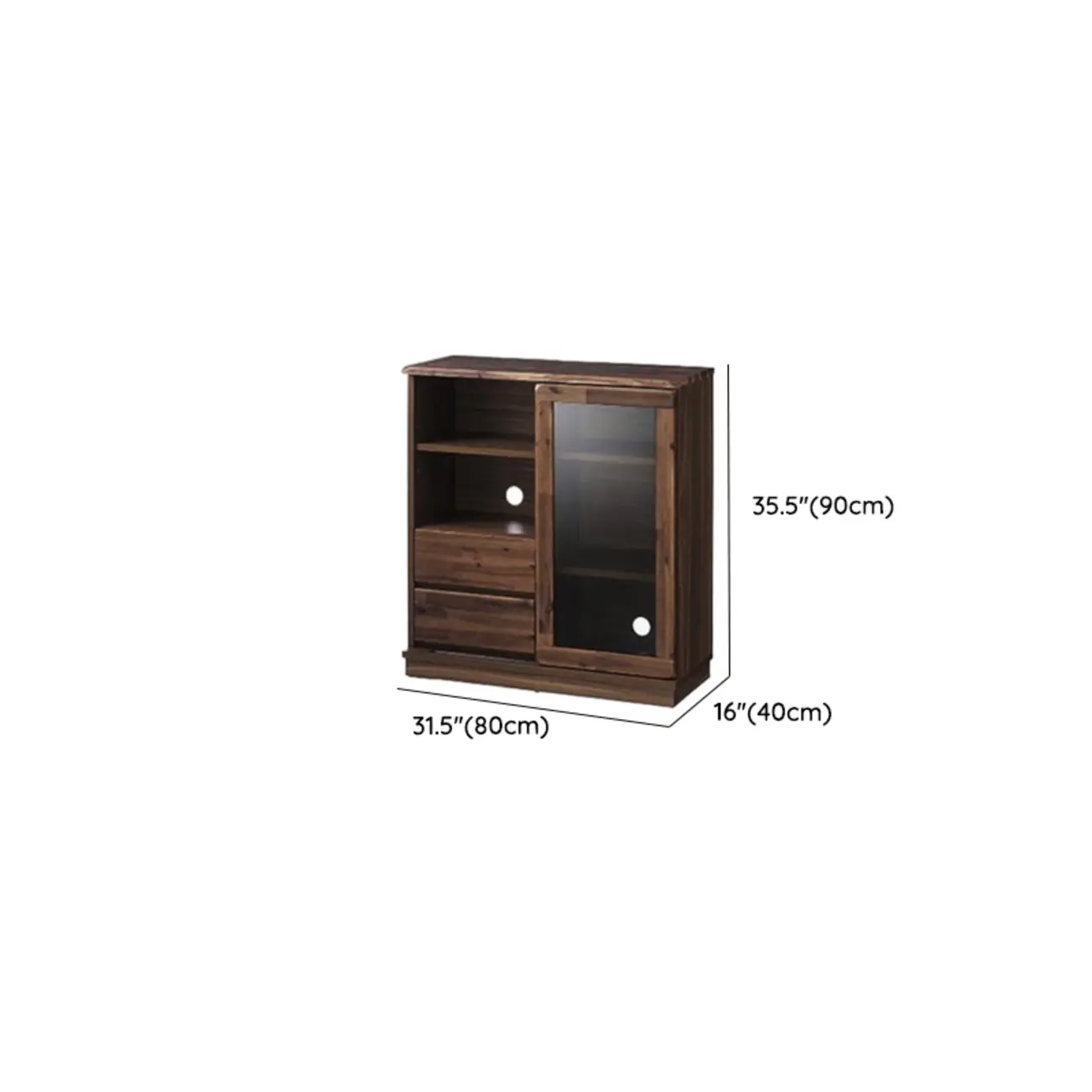 Brown Modern Wood Glass Display Cabinet with Storage Image - 11 | homeyfad