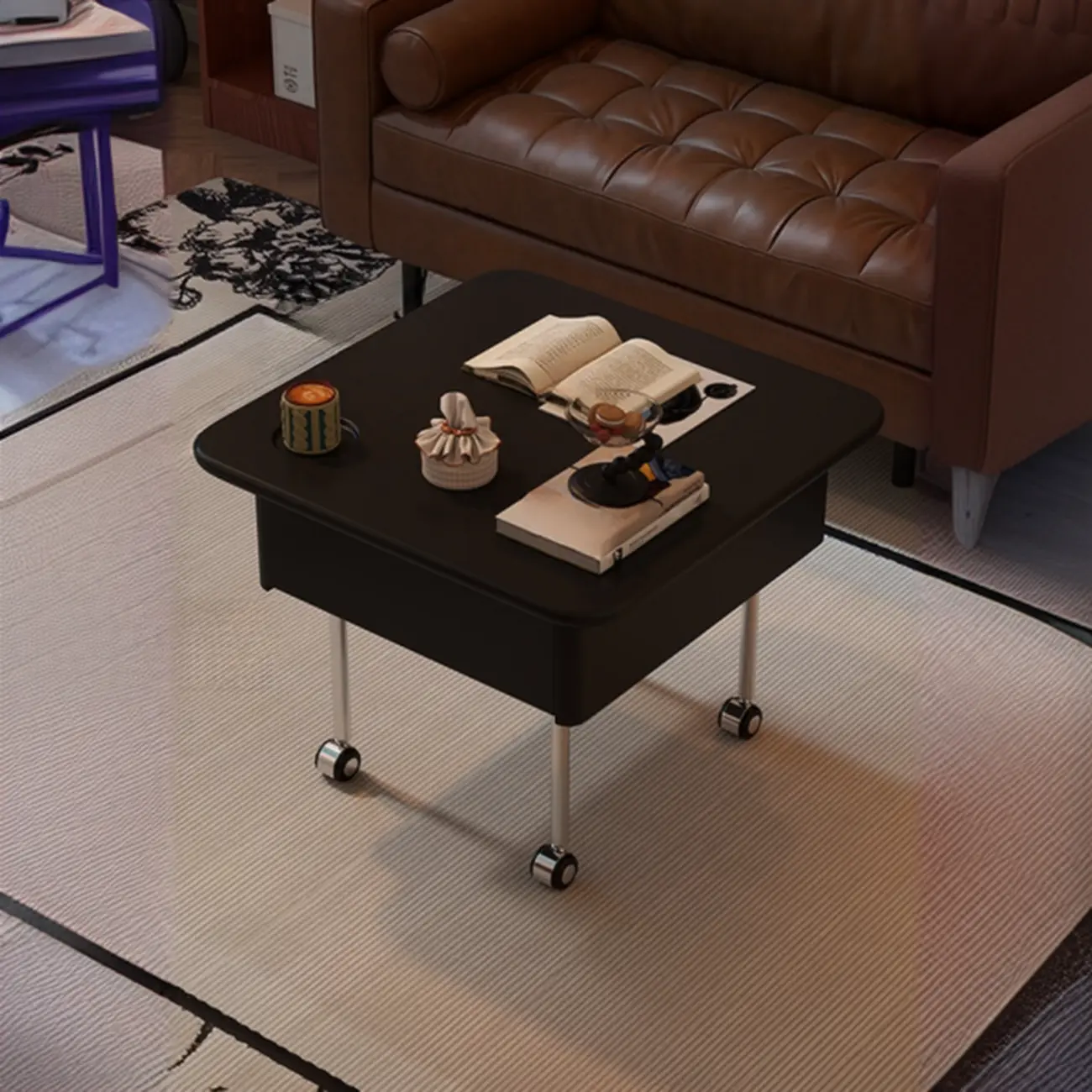 Coffee Table with Lift-Top and Storage Shelf in Wood and Metal Image - 4 | homeyfad