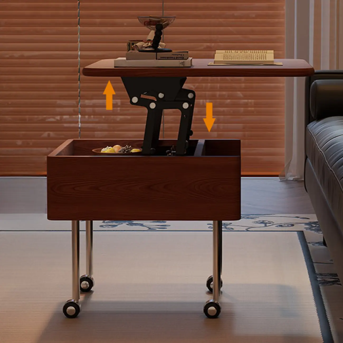 Coffee Table with Lift-Top and Storage Shelf in Wood and Metal Image - 5 | homeyfad