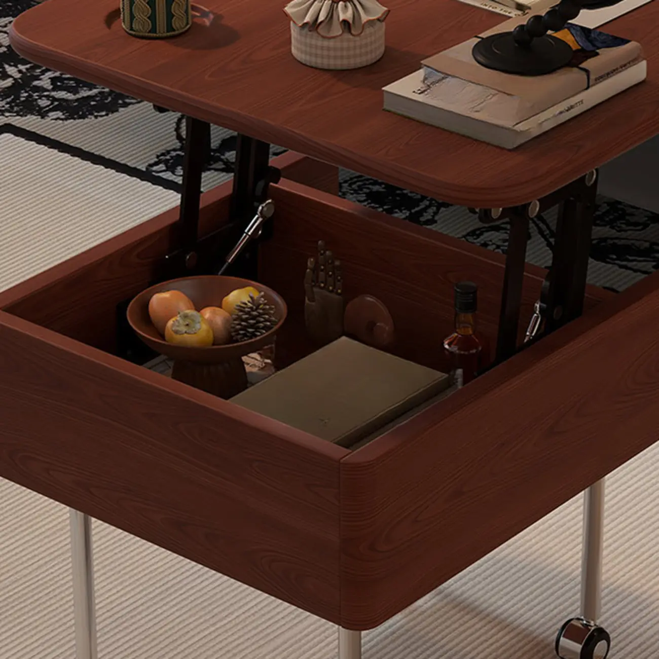 Coffee Table with Lift-Top and Storage Shelf in Wood and Metal Image - 6 | homeyfad