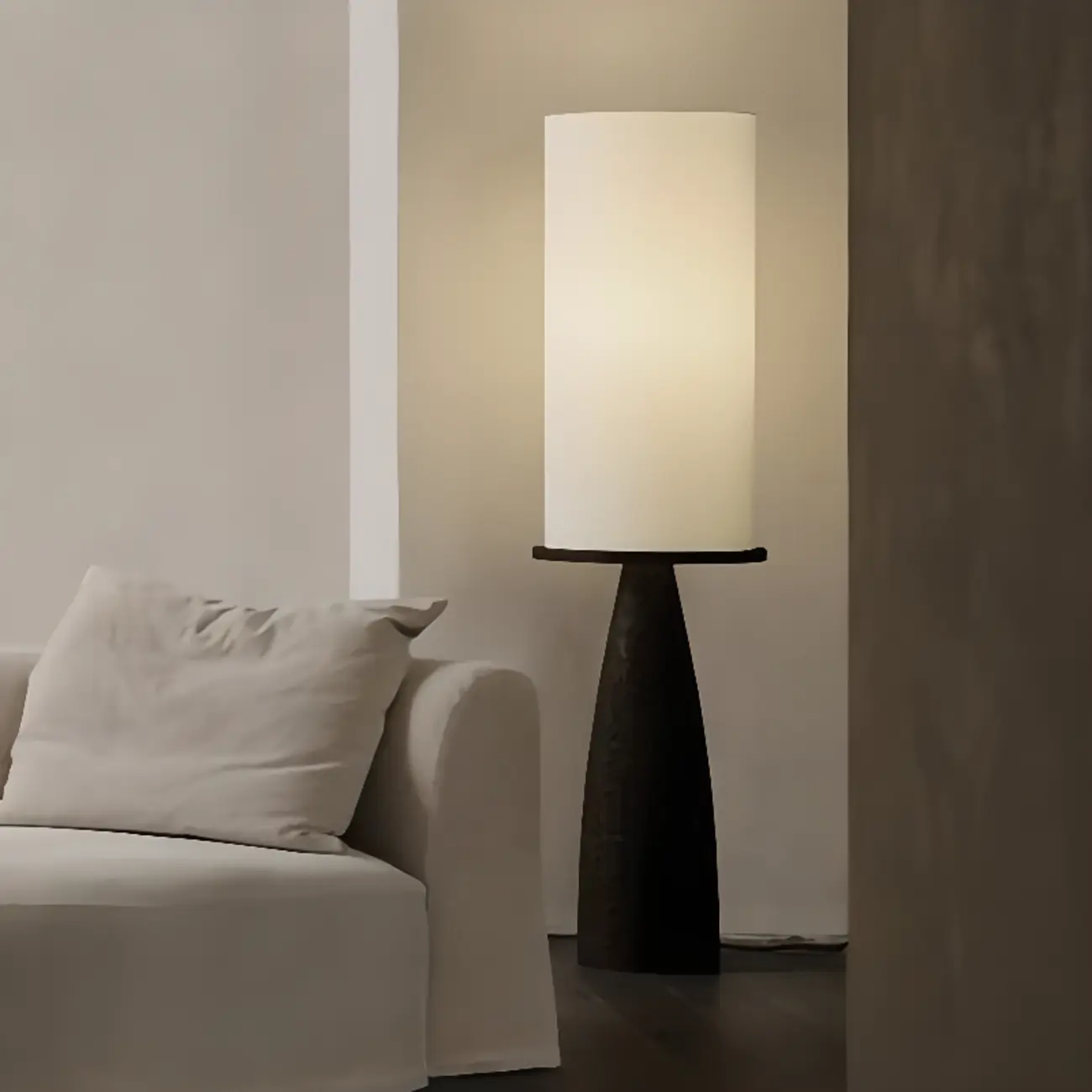 Modern Geometric Fabric Shade Wood Floor Lamp Image - 5 | homeyfad