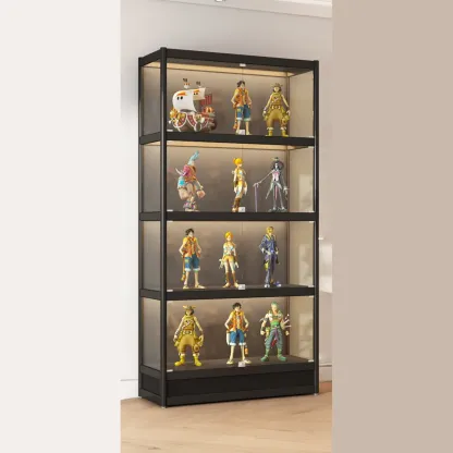 Adjustable Black Metal Shelf Glass Display Cabinet Image - 5