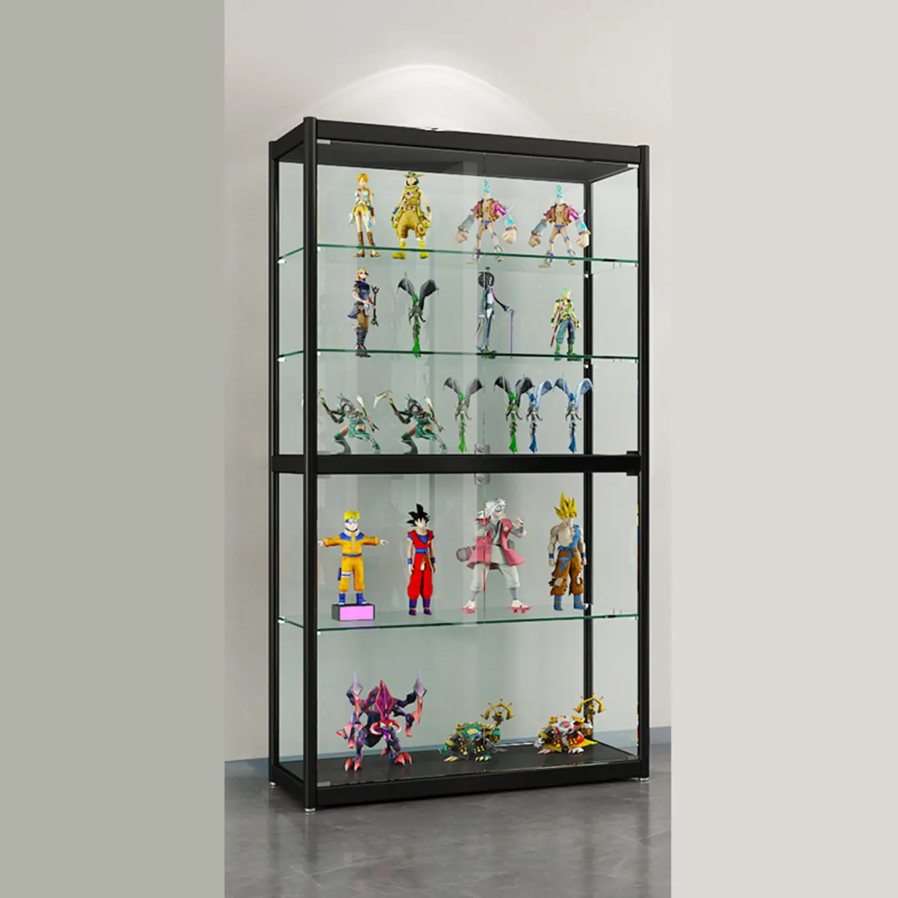 Adjustable Black Metal Shelf Glass Display Cabinet Image - 4 | homeyfad
