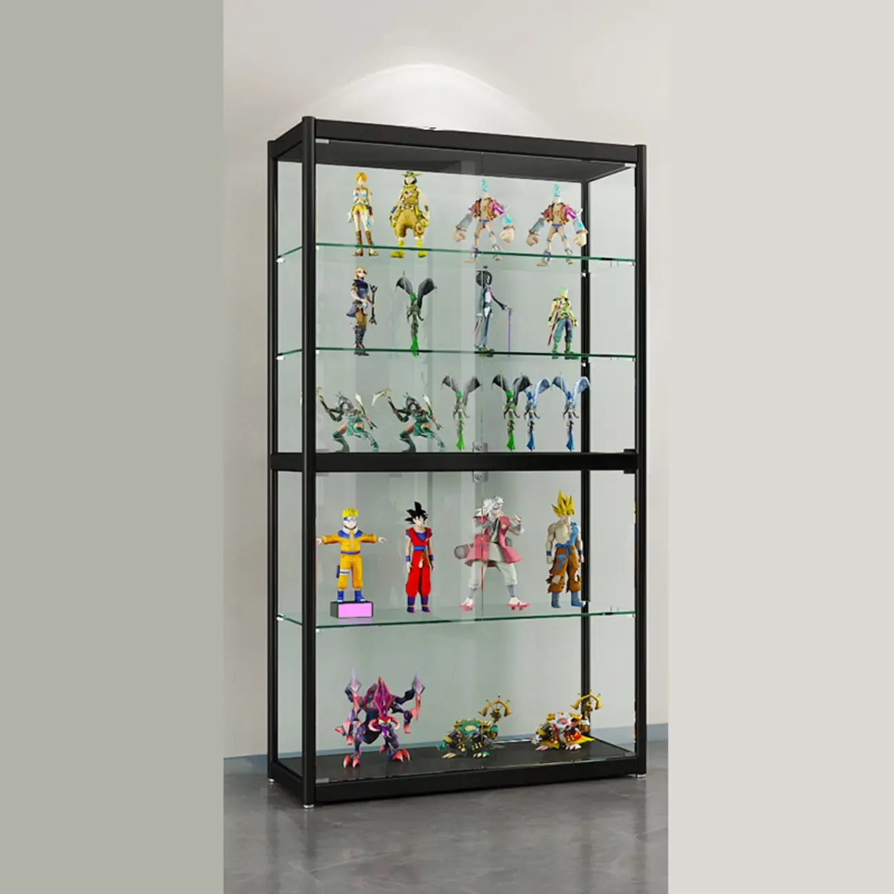 Adjustable Black Metal Shelf Glass Display Cabinet Image - 4