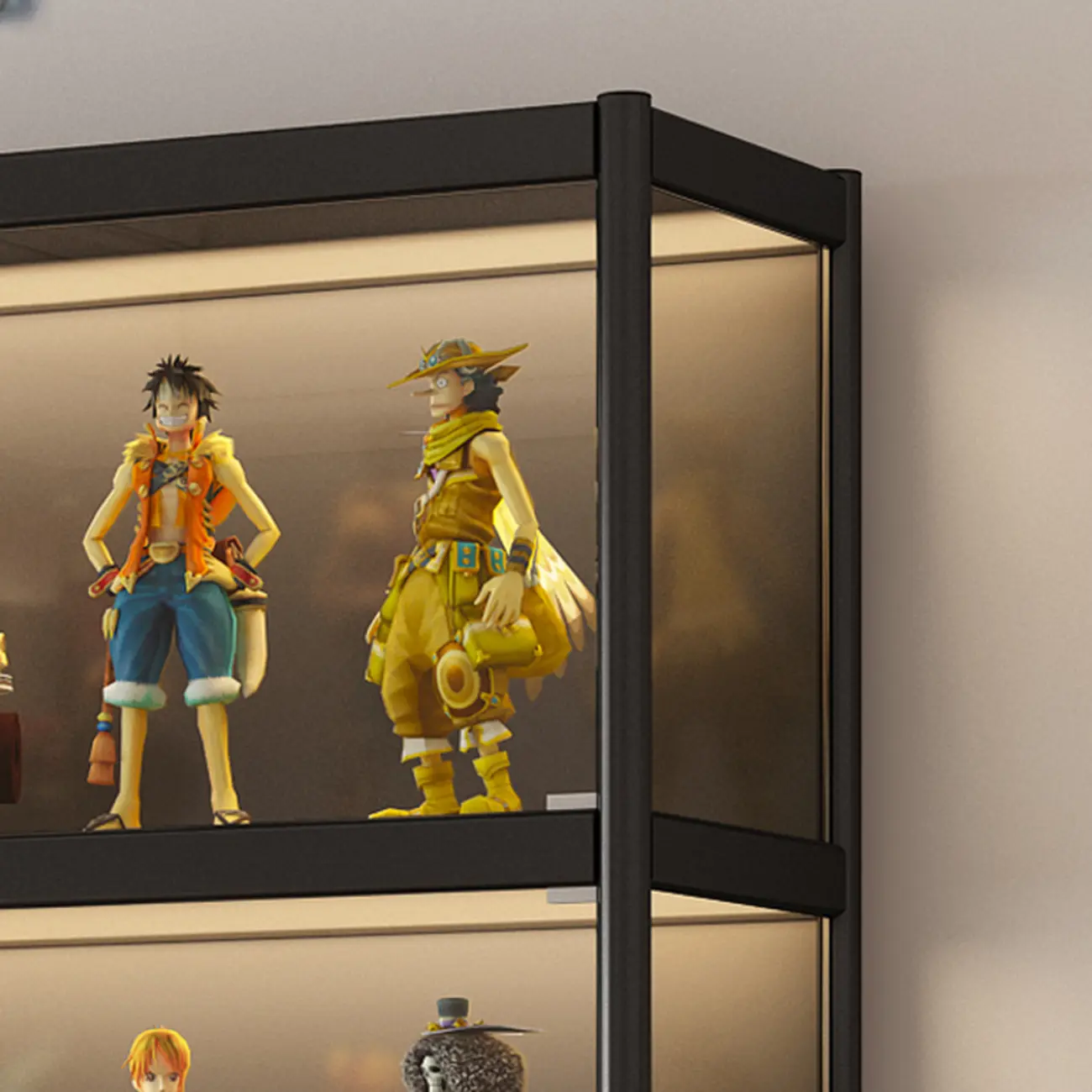 Adjustable Black Metal Shelf Glass Display Cabinet Image - 10 | homeyfad