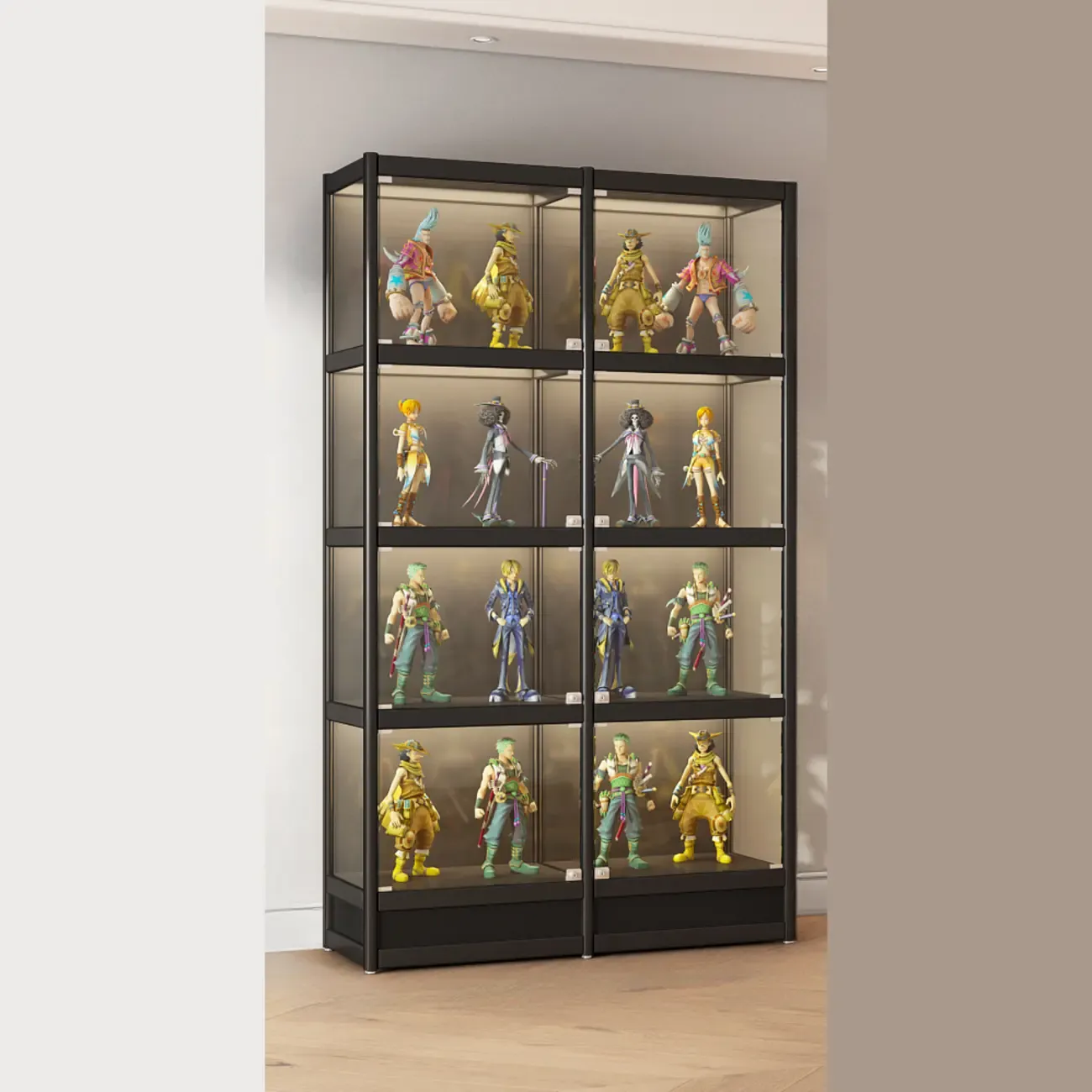 Adjustable Black Metal Shelf Glass Display Cabinet Image - 6