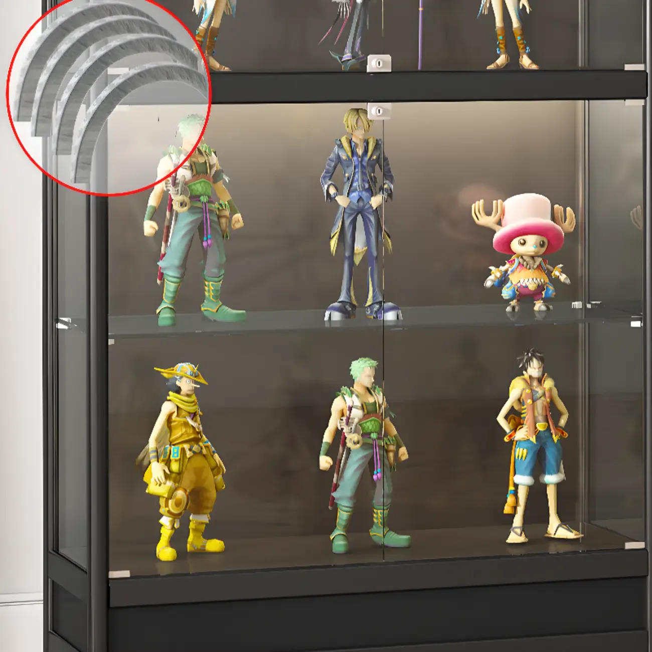 Adjustable Black Metal Shelf Glass Display Cabinet Image - 11