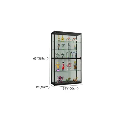Adjustable Black Metal Shelf Glass Display Cabinet #size