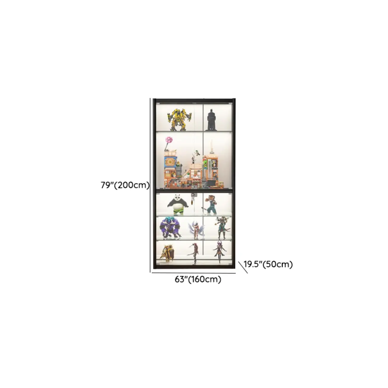 Adjustable Black Metal Shelf Glass Display Cabinet Image - 15 | homeyfad