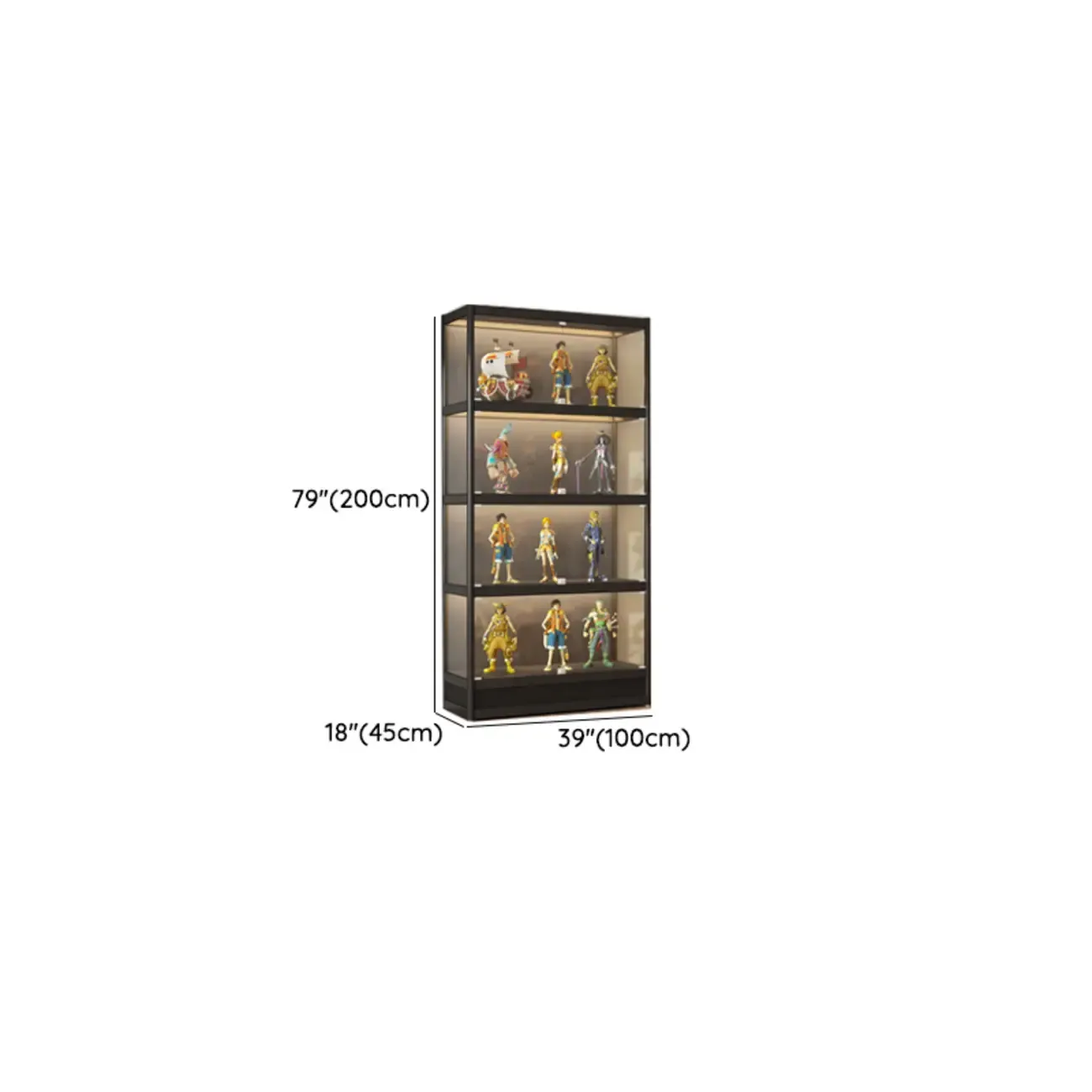 Adjustable Black Metal Shelf Glass Display Cabinet Image - 19