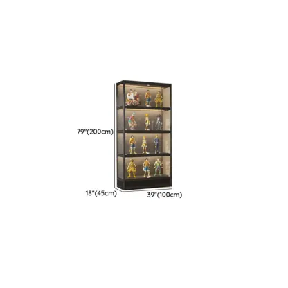 Adjustable Black Metal Shelf Glass Display Cabinet Image - 19