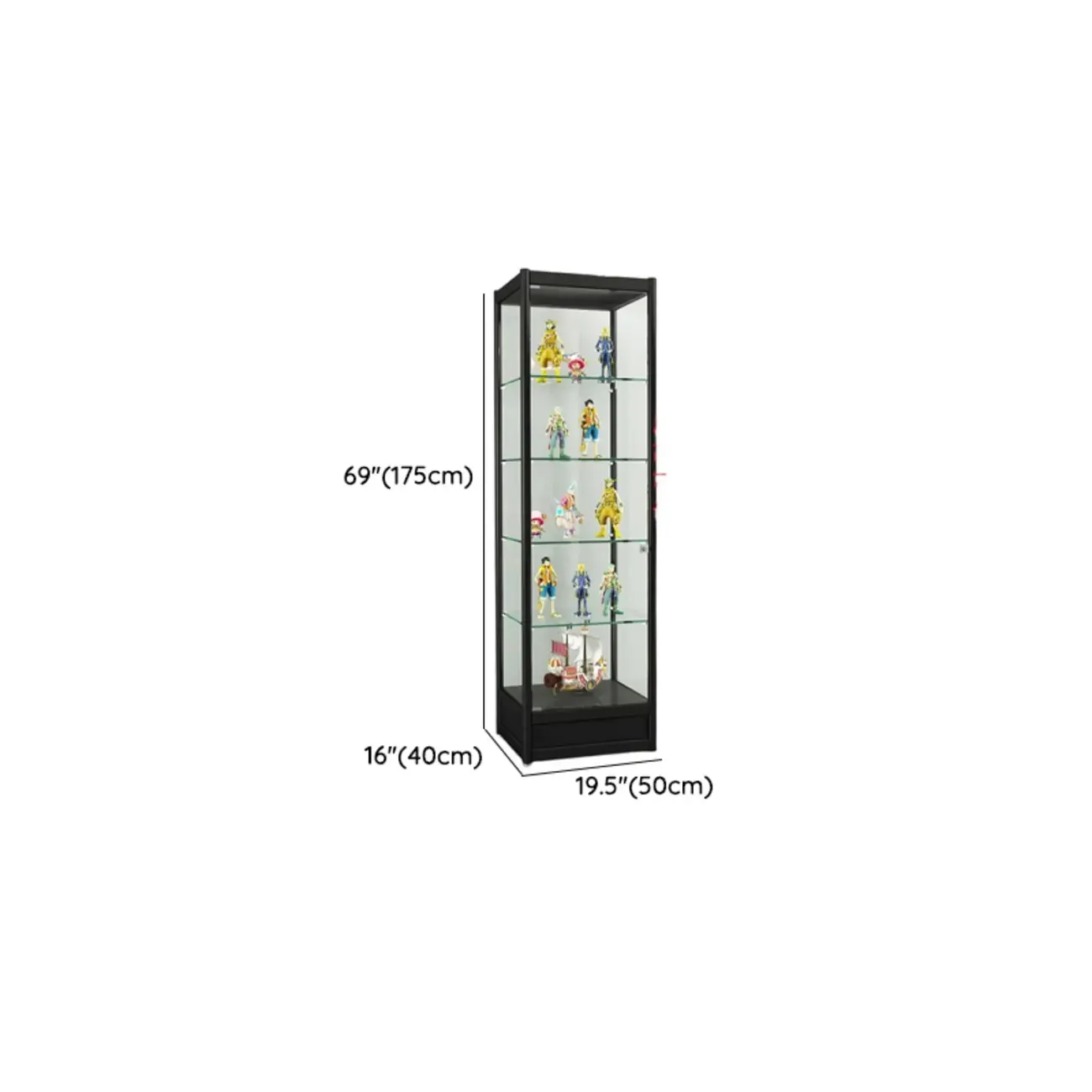 Adjustable Black Metal Shelf Glass Display Cabinet Image - 21