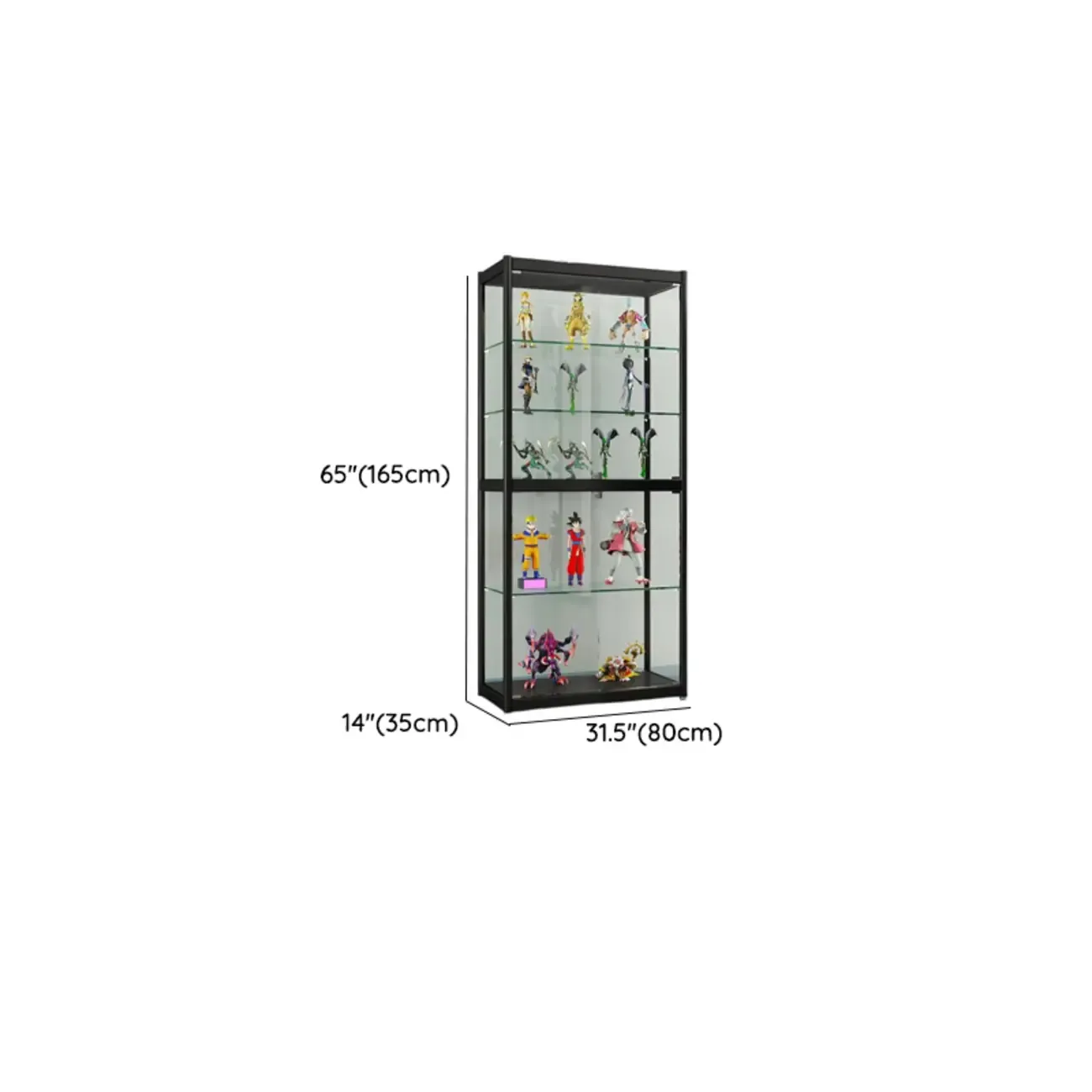 Adjustable Black Metal Shelf Glass Display Cabinet Image - 23