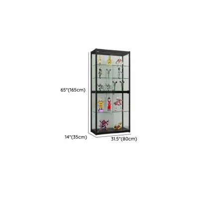 Adjustable Black Metal Shelf Glass Display Cabinet Image - 23