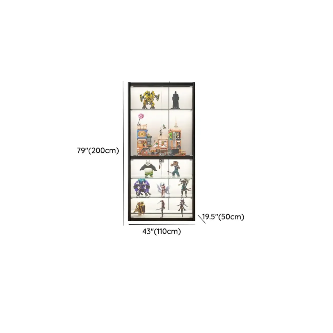 Adjustable Black Metal Shelf Glass Display Cabinet Image - 24