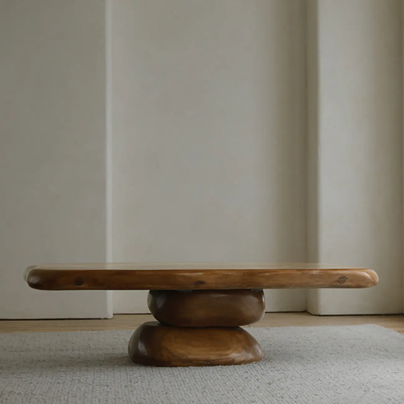 Natural Finish Modern Wood Elliptical Console Table Image - 5 | homeyfad